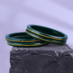 Exclusive Gold Pola Bangles for Women – Dark Green Acrylic Bangles with Gold Line Design | Premium Handmade Traditional Ethnic Chudi for Wedding, Bridal, Festival, Party & Daily Wear | Pack of 2 & 4 | BPJ_77