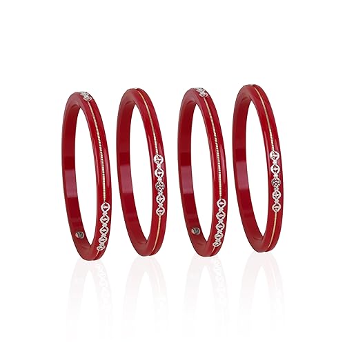 1 Gram With 925 Silver Pola Bangles and 22 Carate With 0.100 mil Gold | Silver & Gold Kada For Women | Gifting & Ethnic Wear Jewelry | Perfect Weddings & Festivals Gift For Women | Set of 4 | BPJ_17 |