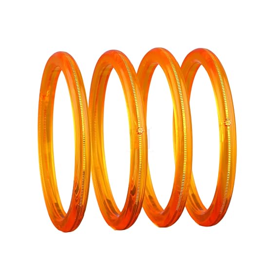 Exclusive Gold Pola Bangles – 22K Gold Plated Traditional Bangle Set for Women | Translucent Orange & Red Chura Kada Bangles | Bengali Ethnic Bridal & Festive Jewelry | BPJ_48