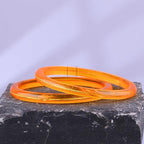 Exclusive Gold Pola Bangles – 22K Gold Plated Traditional Bangle Set for Women | Translucent Orange & Red Chura Kada Bangles | Bengali Ethnic Bridal & Festive Jewelry | BPJ_48