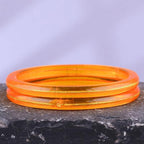 Exclusive Gold Pola Bangles – 22K Gold Plated Traditional Bangle Set for Women | Translucent Orange & Red Chura Kada Bangles | Bengali Ethnic Bridal & Festive Jewelry | BPJ_48
