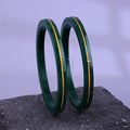 Exclusive Gold Pola Bangles for Women – Dark Green Acrylic Bangles with Gold Line Design | Premium Handmade Traditional Ethnic Chudi for Wedding, Bridal, Festival, Party & Daily Wear | Pack of 2 & 4 | BPJ_77