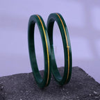 Exclusive Gold Pola Bangles for Women – Dark Green Acrylic Bangles with Gold Line Design | Premium Handmade Traditional Ethnic Chudi for Wedding, Bridal, Festival, Party & Daily Wear | Pack of 2 & 4 | BPJ_77