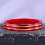 Exclusive Gold Pola Bangles – 22K Gold Plated Traditional Bangle Set for Women | Translucent Ruby Red Chura Kada Bangles | Bengali Ethnic Bridal & Festive Jewelry with Authenticity Card | BPJ_49