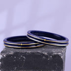 Exclusive Blue Gold Line Pola Bangles for Women | Traditional Acrylic Chudi with Gold Line Design | Lightweight Ethnic Wedding, Festival & Daily Wear Bangles | Pack of 2 & 4 | BPJ_53