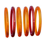 Premium Gold Pola Bangle Set for Women 6.5 Gram Traditional Bengali Handmade Amber Orange & Maroon Bridal Bangles Ethnic Wedding Jewelry (Set of 6)