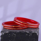 Exclusive Gold Pola Bangles – 22K Gold Plated Traditional Bangle Set for Women | Translucent Ruby Red Chura Kada Bangles | Bengali Ethnic Bridal & Festive Jewelry with Authenticity Card | BPJ_49