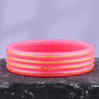 Exclusive Pink Gold Line Pola Bangles for Women | Traditional Acrylic Chudi with Gold Line Design | Lightweight Ethnic Wedding, Festival & Daily Wear Bangles | Pack of 2 & 4 | BPJ_54