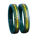 Gold Pola Bangles for Women | Traditional Green Bengali Pola Chudi with Gold Foil Design | Handmade Ethnic Wedding Festival Bangles | Lightweight Designer Jewelry