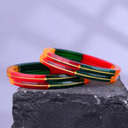 Exclusive Gold Pola Bangles for Women – Multicolor Transparent Resin Bangles with Gold Line Design | Glossy Traditional Lightweight Ethnic Chudi for Wedding, Festival, Puja, Party & Daily Wear | Pack of 2 & 4 | BPJ_56