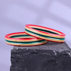 Exclusive Gold Pola Bangles for Women – Red & Green Acrylic Chudi Set with Gold Line Design | Traditional Lightweight Ethnic Bangles for Wedding, Festival, Party & Daily Wear | Pack of 2 & 4 | BPJ_55