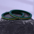 Exclusive Gold Pola Bangles for Women – Dark Green Acrylic Bangles with Gold Line Design | Premium Handmade Traditional Ethnic Chudi for Wedding, Bridal, Festival, Party & Daily Wear | Pack of 2 & 4 | BPJ_77