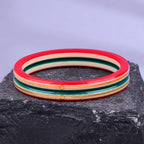 Exclusive Gold Pola Bangles for Women – Red & Green Acrylic Chudi Set with Gold Line Design | Traditional Lightweight Ethnic Bangles for Wedding, Festival, Party & Daily Wear | Pack of 2 & 4 | BPJ_55