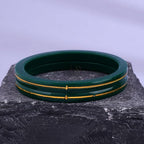 Exclusive Gold Pola Bangles for Women – Dark Green Acrylic Bangles with Gold Line Design | Premium Handmade Traditional Ethnic Chudi for Wedding, Bridal, Festival, Party & Daily Wear | Pack of 2 & 4 | BPJ_77