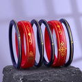 Premium Gold Pola Bangle Set for Women 6.5 Gram Traditional Bengali Handmade Red & Blue Ethnic Bridal Bangles Wedding Jewelry (Set of 6)