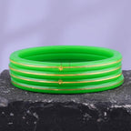 Exclusive Green Gold Line Pola Bangles for Women | Traditional Acrylic Chudi with Gold Line Design | Lightweight Ethnic Wedding & Festival Bangles | Pack of 2 & 4 | BPJ_52