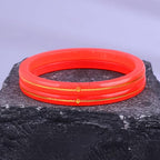 Exclusive Gold Pola Bangles for Women | Red Acrylic Chudi with Gold Line Design | Traditional Lightweight Bengali Shakha Pola Bangles | 6.5 Gram | Wedding, Festival & Daily Wear