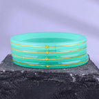 Exclusive Gold Pola Bangles for Women – Sky Blue Acrylic Bangles with Gold Line Design | Traditional Lightweight Ethnic Chudi for Wedding, Festival, Party & Daily Wear | Indian Fashion Jewelry | Pack of 2 & 4 | BPJ_58