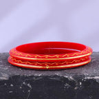 Gold Pola Bangles for Women | Traditional Red Bengali Pola Chudi with Gold Zigzag Design | Handmade Lightweight Ethnic Bangles for Wedding Festival & Daily Wear