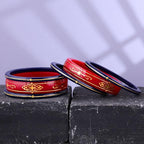 Premium Gold Pola Bangle Set for Women 6.5 Gram Traditional Bengali Handmade Red & Blue Ethnic Bridal Bangles Wedding Jewelry (Set of 6)