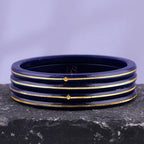 Exclusive Blue Gold Line Pola Bangles for Women | Traditional Acrylic Chudi with Gold Line Design | Lightweight Ethnic Wedding, Festival & Daily Wear Bangles | Pack of 2 & 4 | BPJ_53
