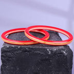 Exclusive Gold Pola Bangles for Women – Red Transparent Acrylic Bangles with Gold Line Design & Artistic Hand Painting | Traditional Lightweight Ethnic Chudi for Wedding, Festival, Party & Daily Wear | Pack of 2 & 4 | BPJ_59