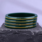 Exclusive Gold Pola Bangles for Women – Dark Green Acrylic Bangles with Gold Line Design | Premium Handmade Traditional Ethnic Chudi for Wedding, Bridal, Festival, Party & Daily Wear | Pack of 2 & 4 | BPJ_77