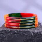 Exclusive Gold Pola Bangles for Women – Multicolor Transparent Resin Bangles with Gold Line Design | Glossy Traditional Lightweight Ethnic Chudi for Wedding, Festival, Puja, Party & Daily Wear | Pack of 2 & 4 | BPJ_56