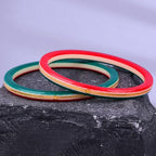Exclusive Gold Pola Bangles for Women – Red & Green Acrylic Chudi Set with Gold Line Design | Traditional Lightweight Ethnic Bangles for Wedding, Festival, Party & Daily Wear | Pack of 2 & 4 | BPJ_55