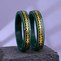 Gold Pola Bangles for Women | Traditional Green Bengali Pola Chudi with Gold Foil Design | Handmade Ethnic Wedding Festival Bangles | Lightweight Designer Jewelry