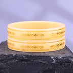 Gold Pola Bangles for Women | Traditional Ivory Bengali Pola Chudi with Gold Foil Design | Handmade Ethnic Wedding Festival Bangles | Lightweight Designer Jewelry