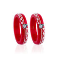 Girls' Red Chilled Bangles with Rose Gold & Silver-Tone Floral Detailing – Designer Fashion Jewellery
