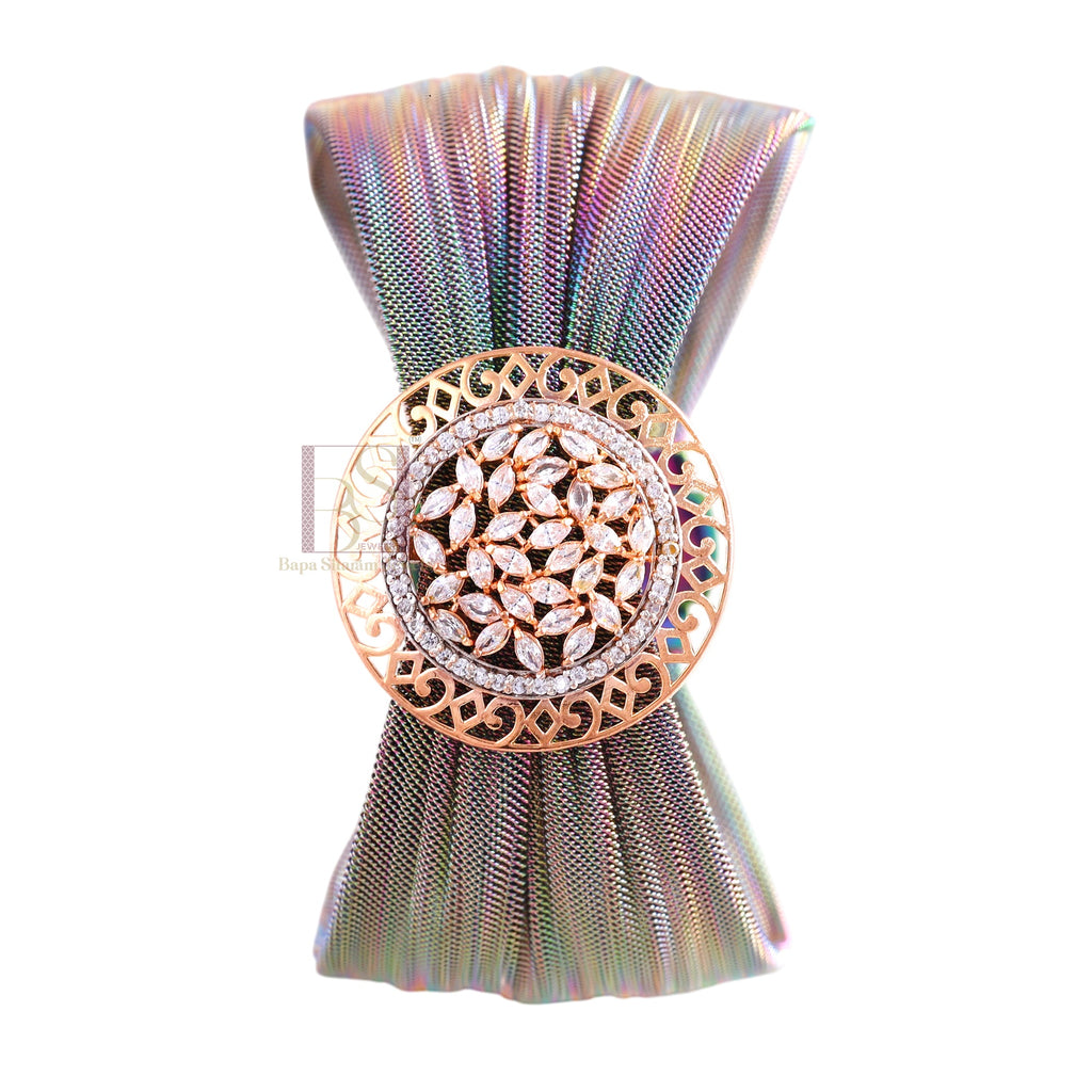 925 Sterling Silver Rose Gold Circular Mesh Cuff Bracelet for Women | Adjustable Luxury Statement Bracelet | 7 Gram
