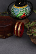 22K Gold Traditional Floral Designer Bangles for Women | Red Meenakari Finish | Lightweight Gold Bangles Pair | 2.5 Gram