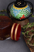 22K Gold Traditional Paisley Designer Bangles for Women | Red Meenakari Finish | Lightweight Gold Bangles Pair | 2.2 Gram
