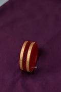 22K Gold Traditional Paisley Designer Bangles for Women | Red Meenakari Finish | Lightweight Gold Bangles Pair | 2.2 Gram