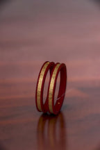 22K Gold Traditional Paisley Designer Bangles for Women | Red Meenakari Finish | Lightweight Gold Bangles Pair | 2.2 Gram