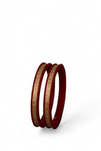 22K Gold Traditional Om Designer Bangles for Women | Red Meenakari Finish | Lightweight Gold Bangles Pair | 2.22 Gram
