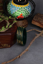 22K Gold Green Meenakari Bangles Set for Women | Traditional Lightweight Gold Bangles | 2 Gram