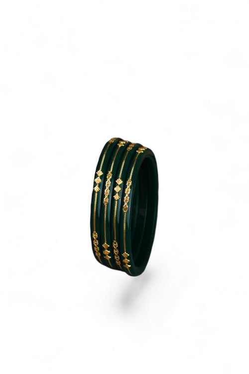 22K Gold Green Traditional Bangles Set for Women | Lightweight Daily Wear Gold Bangles | 1.99 Gram