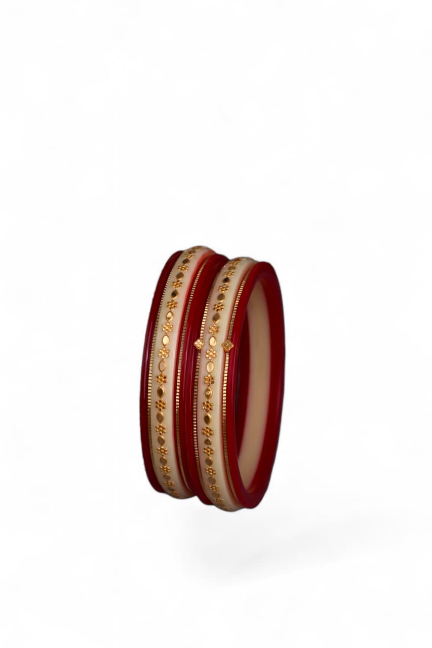 22K Gold Ivory Meenakari Bangles Set for Women | Lightweight Traditional Gold Bangles | 2.1 Gram