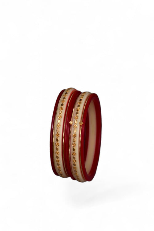 22K Gold Ivory Meenakari Bangles Set for Women | Lightweight Traditional Gold Bangles | 2.1 Gram