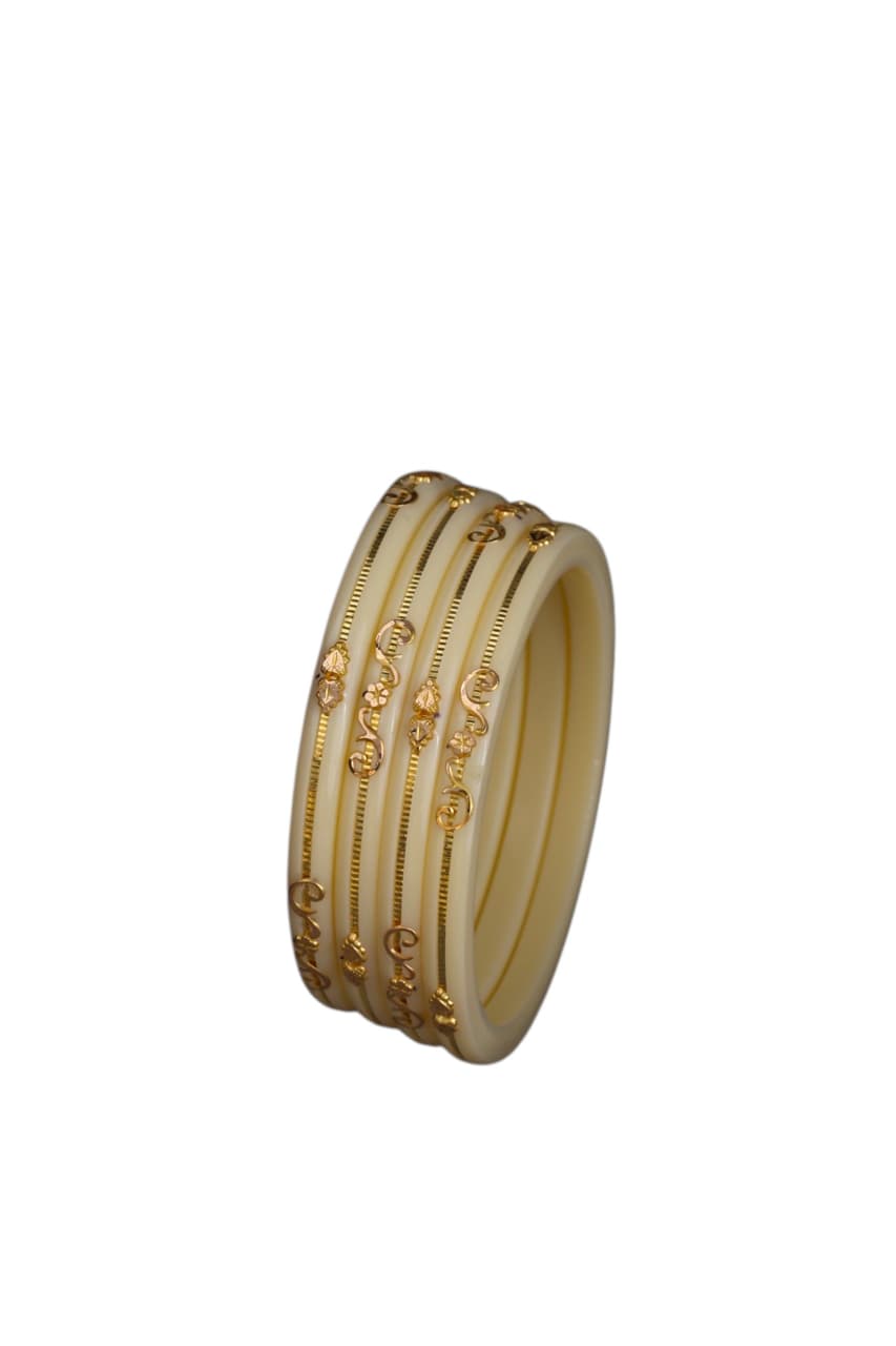 22K Gold Ivory Traditional Bangles Set for Women | Lightweight Daily Wear Gold Bangles | 2 Gram
