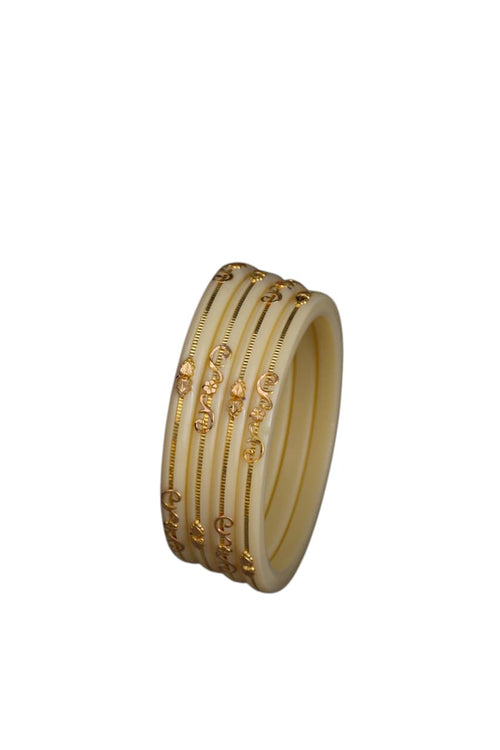 22K Gold Ivory Traditional Bangles Set for Women | Lightweight Daily Wear Gold Bangles | 2 Gram