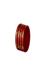 22K Gold Red Traditional Bangles Set for Women | Lightweight Daily Wear Gold Bangles | 2 Gram