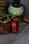 22K Gold Red Traditional Bangles Set for Women | Lightweight Daily Wear Gold Bangles | 2 Gram