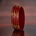22K Gold Red Traditional Bangles Set for Women | Lightweight Daily Wear Gold Bangles | 2 Gram