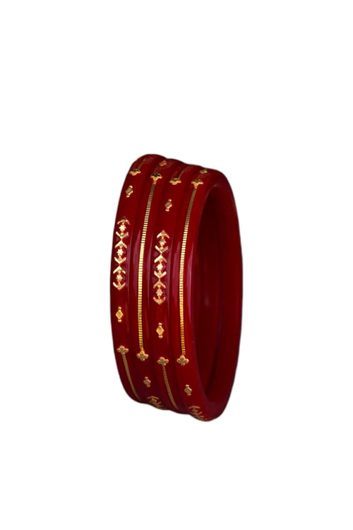 22K Gold Red Traditional Bangles for Women | Lightweight Daily Wear Gold Bangles | 1.8 Gram