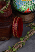 22K Exclusive Gold Bangles for Women | Designer Red Bangles with Gold Vine Border Pattern | 2.5 Gram