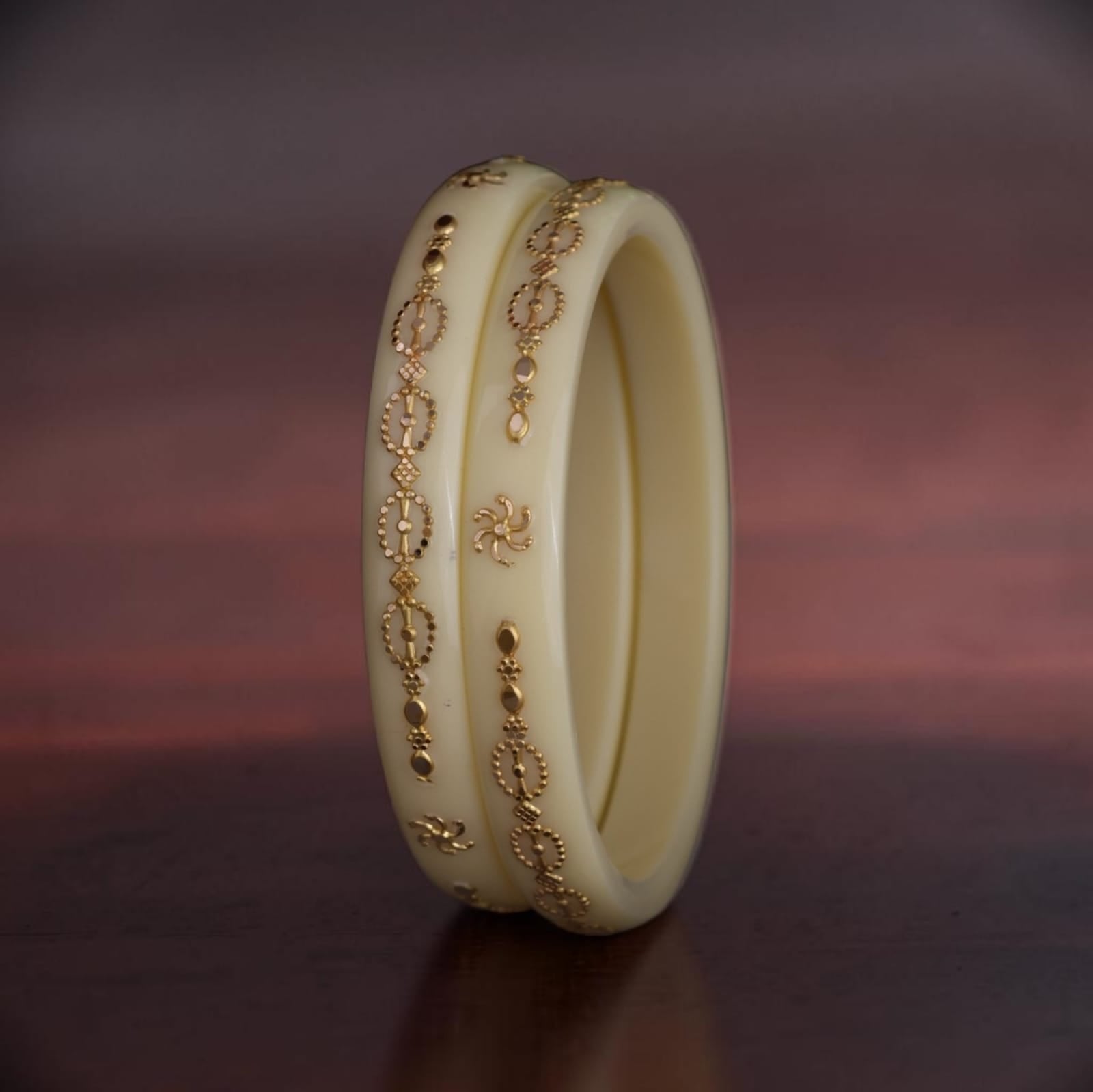 22K Exclusive Gold Bangles for Women | Ivory Traditional Designer Gold Bangles | 2.3 Gram